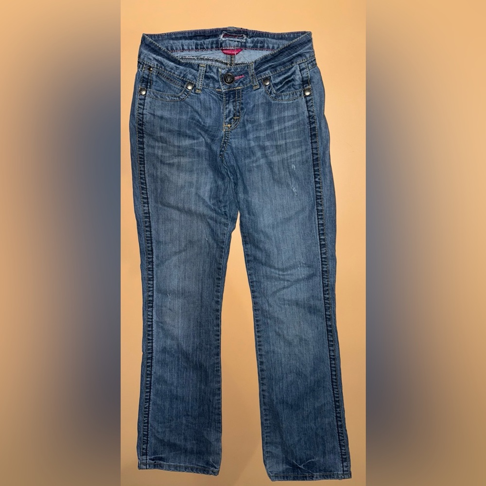 Wrangler Girls Jeans; Size 3/4x34(Juniors); Blue Mid Rise Straight Stretch